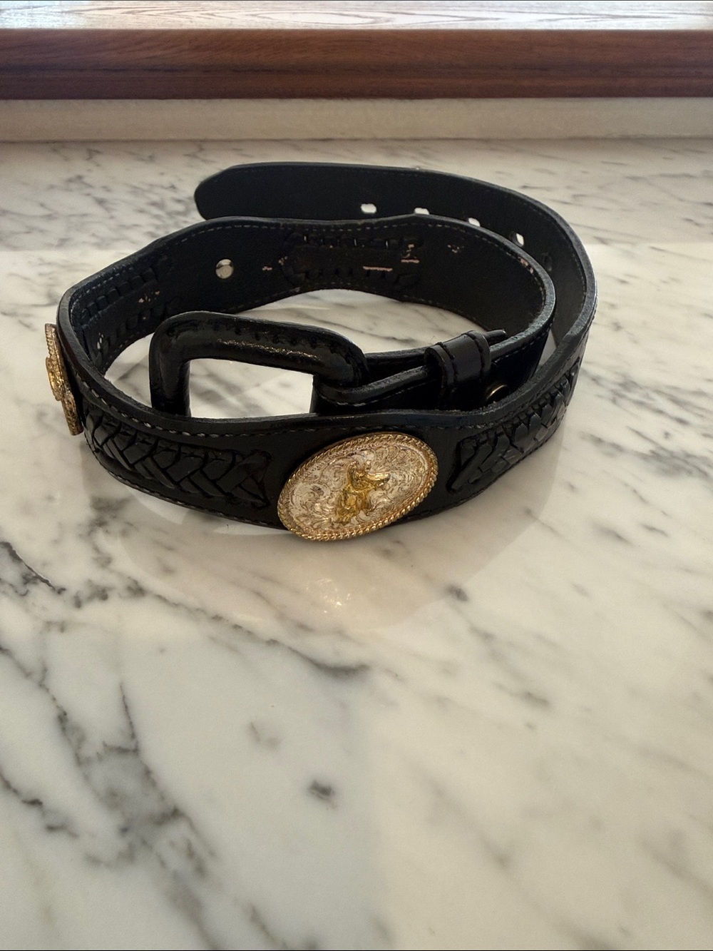 Western Concho Leather Belt - Brown